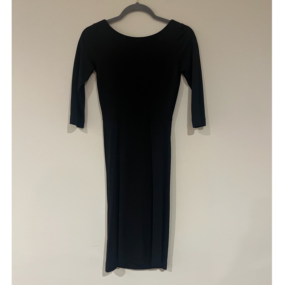 Moschino Cheap and Chic Black Open Back‎ Tie Detail 3/4 Sleeve Midi Dress M